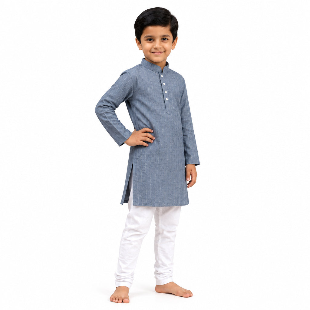 Kids Blue Cotton Kurta Set