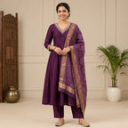 Royal Plum Anarkali Suit Set