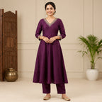Royal Plum Anarkali Suit Set