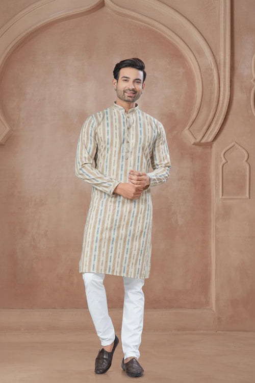 Multicolor Strip Cotton Kurta Set