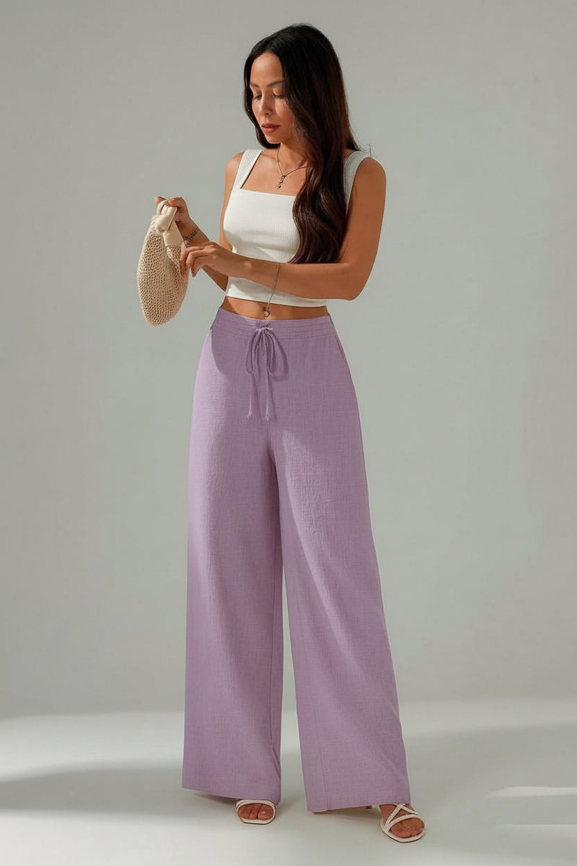 Breezy lavender wide-leg pants