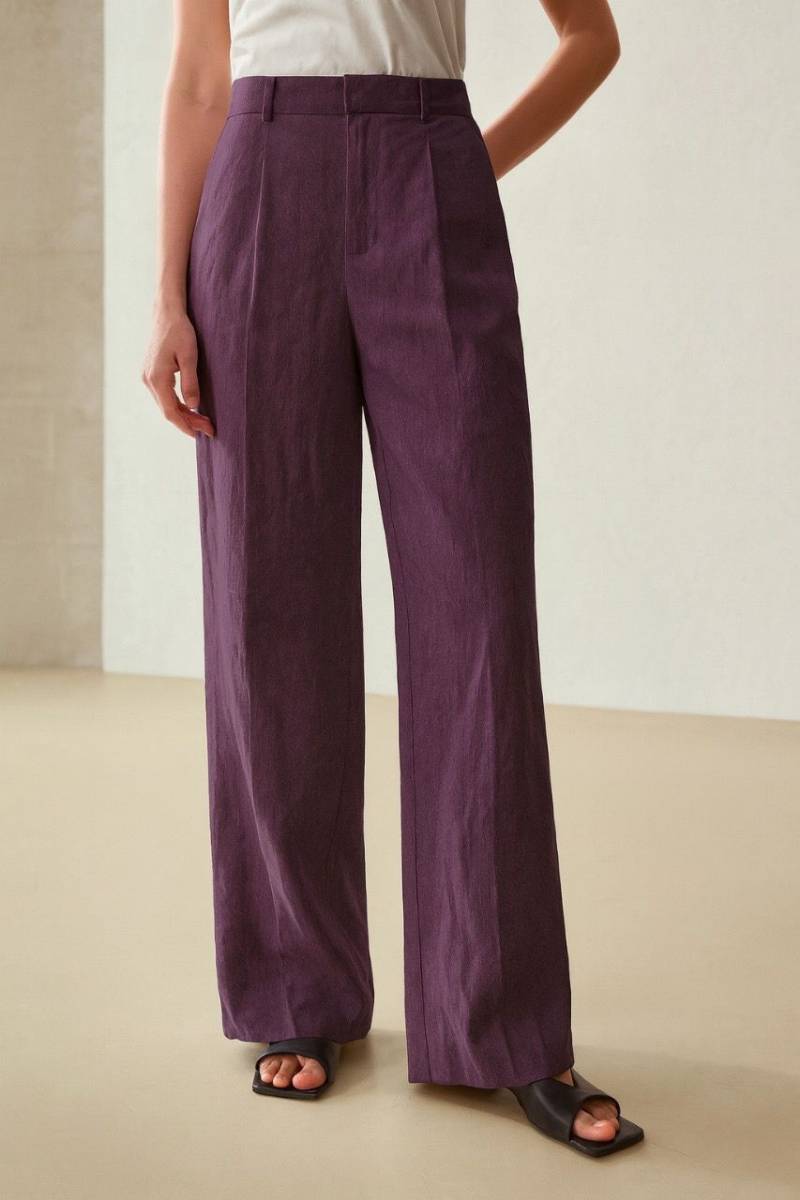 Deep Plum Wide-leg Trousers