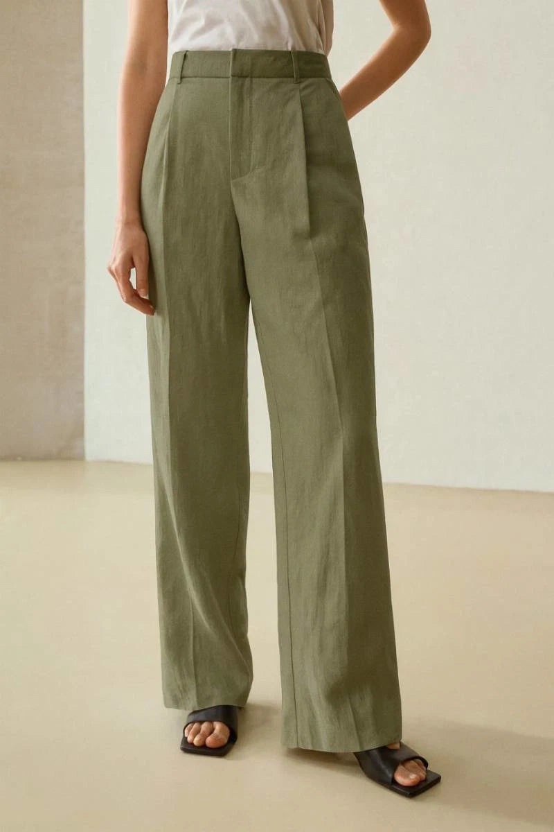 Olive green wide-leg Trousers