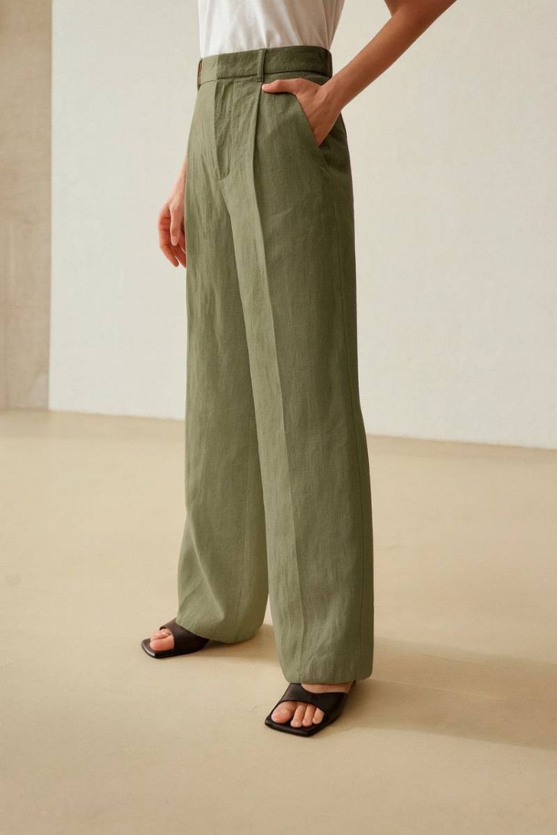 Olive green wide-leg Trousers