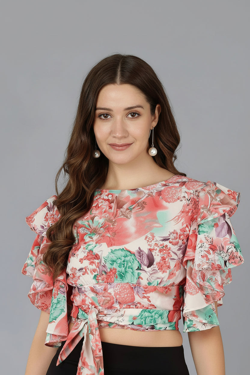 Peach Floral Top