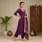 Royal Plum Anarkali Suit Set