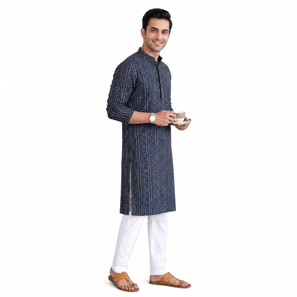 Bandhani Print Navy Kurta