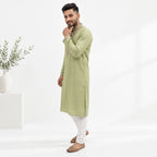 Moss Green Silk Kurta Set