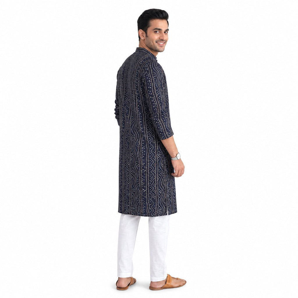 Bandhani Print Navy Kurta