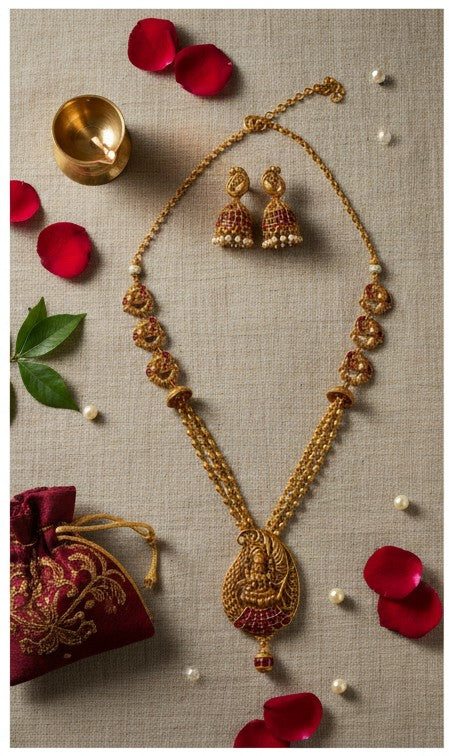 Heirloom Lakshmi Long Haar Necklace Set