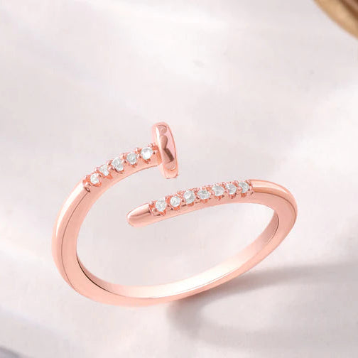 Rose Gold Nail Sparkle Ring