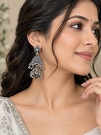 Oxidized Silver Jhumka Earrings