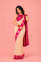 Ivory Bloom Soft Lichi Silk Saree