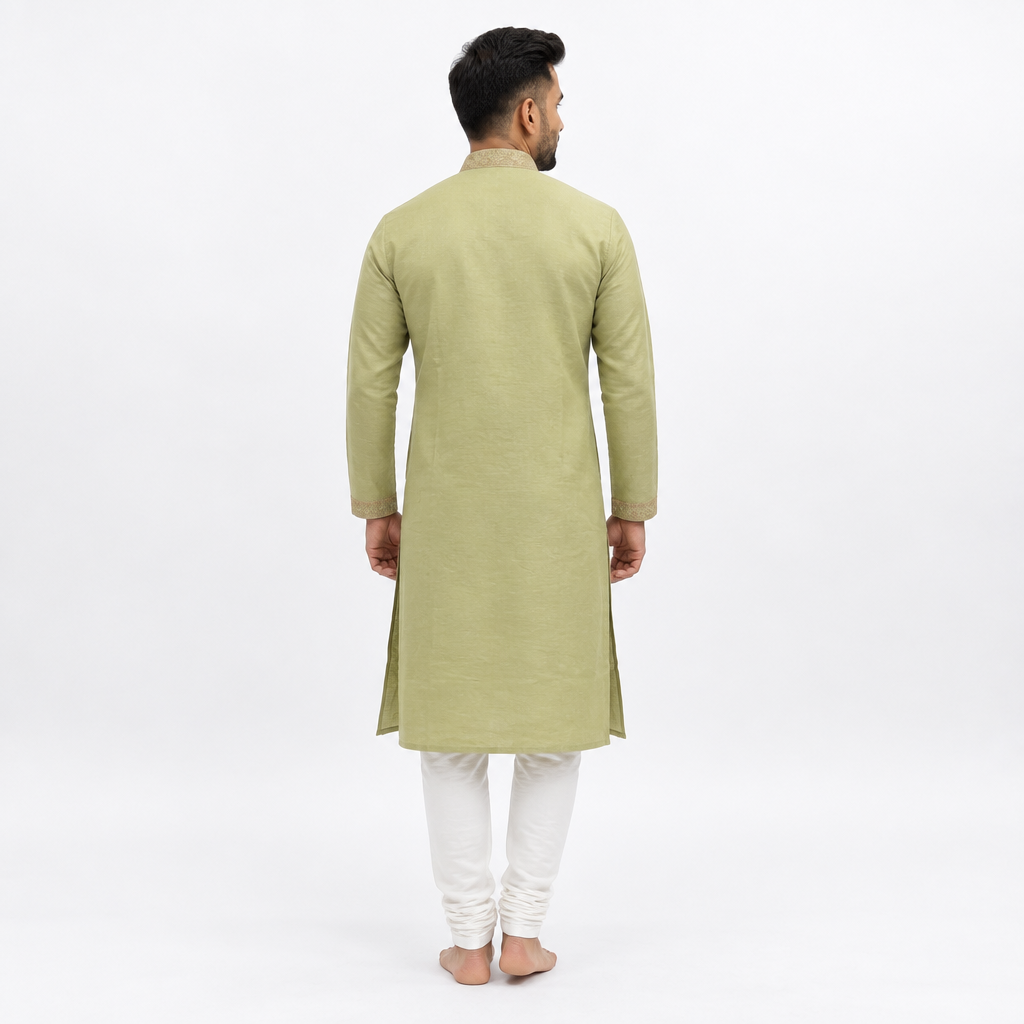 Moss Green Silk Kurta Set
