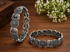 Heritage Elephant Oxidized Silver Bracelet