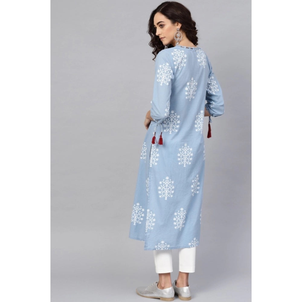 Blue Cambric Cotton Kurti