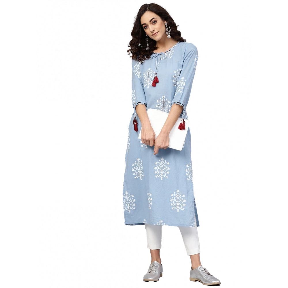 Blue Cambric Cotton Kurti