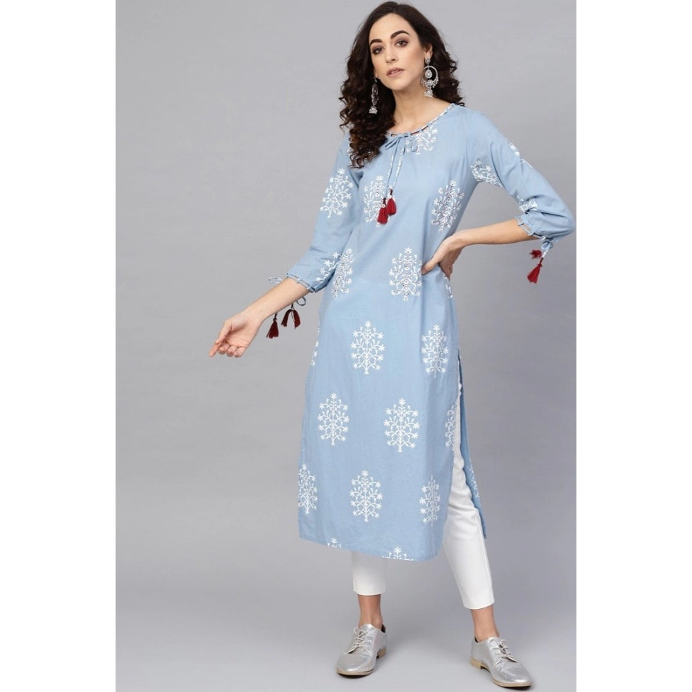 Blue Cambric Cotton Kurti