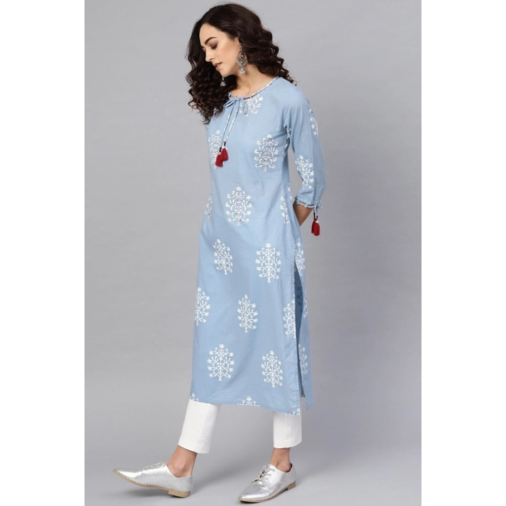 Blue Cambric Cotton Kurti