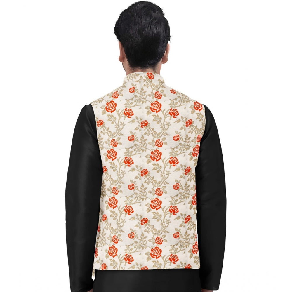 Orange-Beige Jacquard Waistcoat