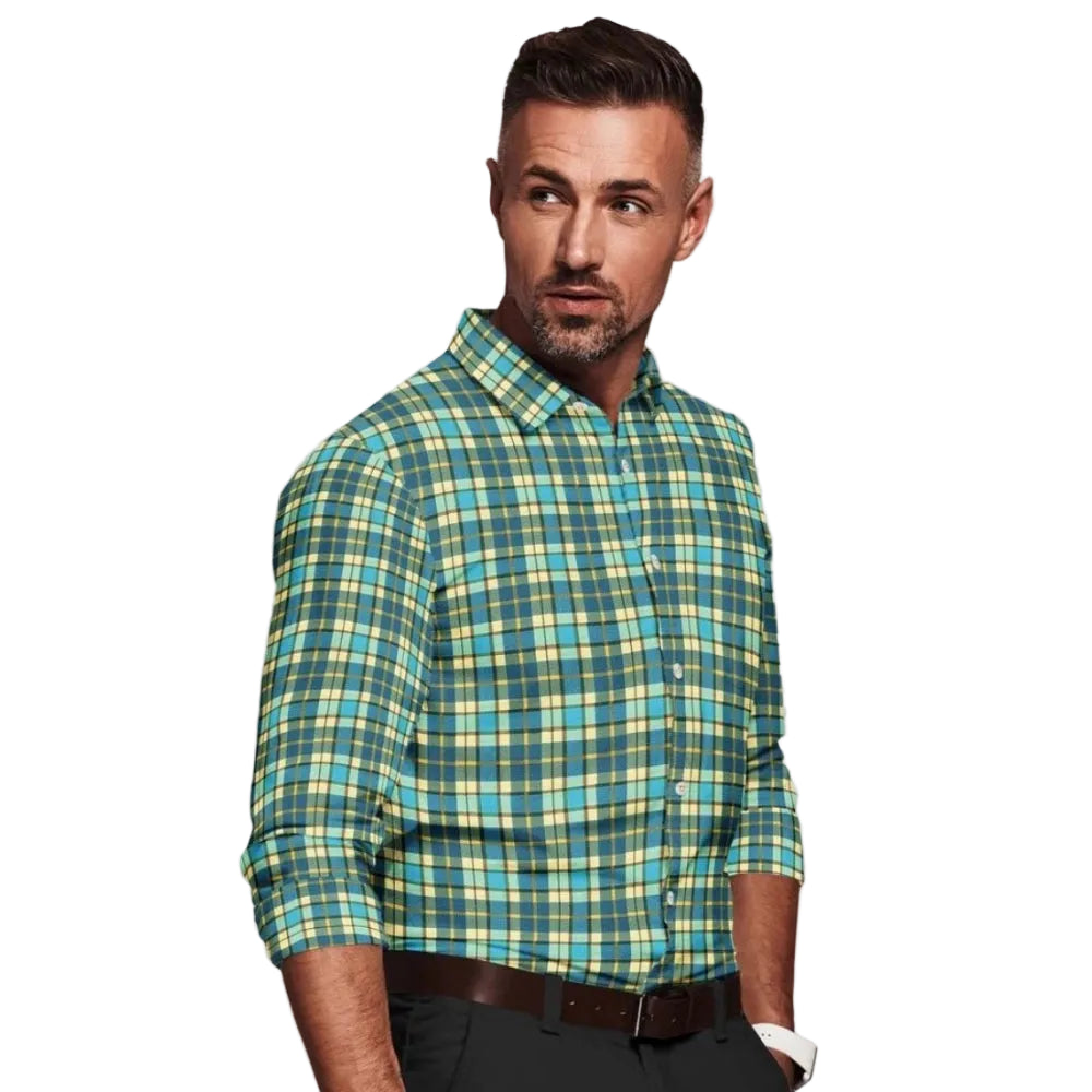Men’s Teal & Yellow Plaid Shirt