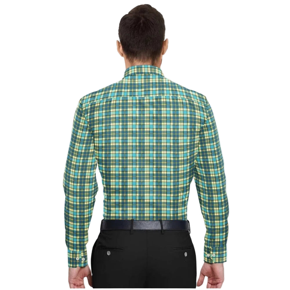 Men’s Teal & Yellow Plaid Shirt