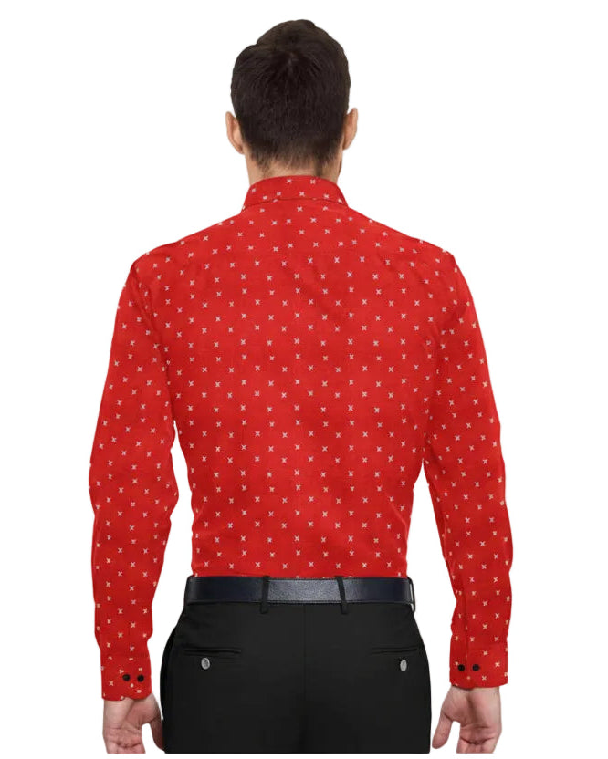 Vibrant Red Dotted Casual Shirt