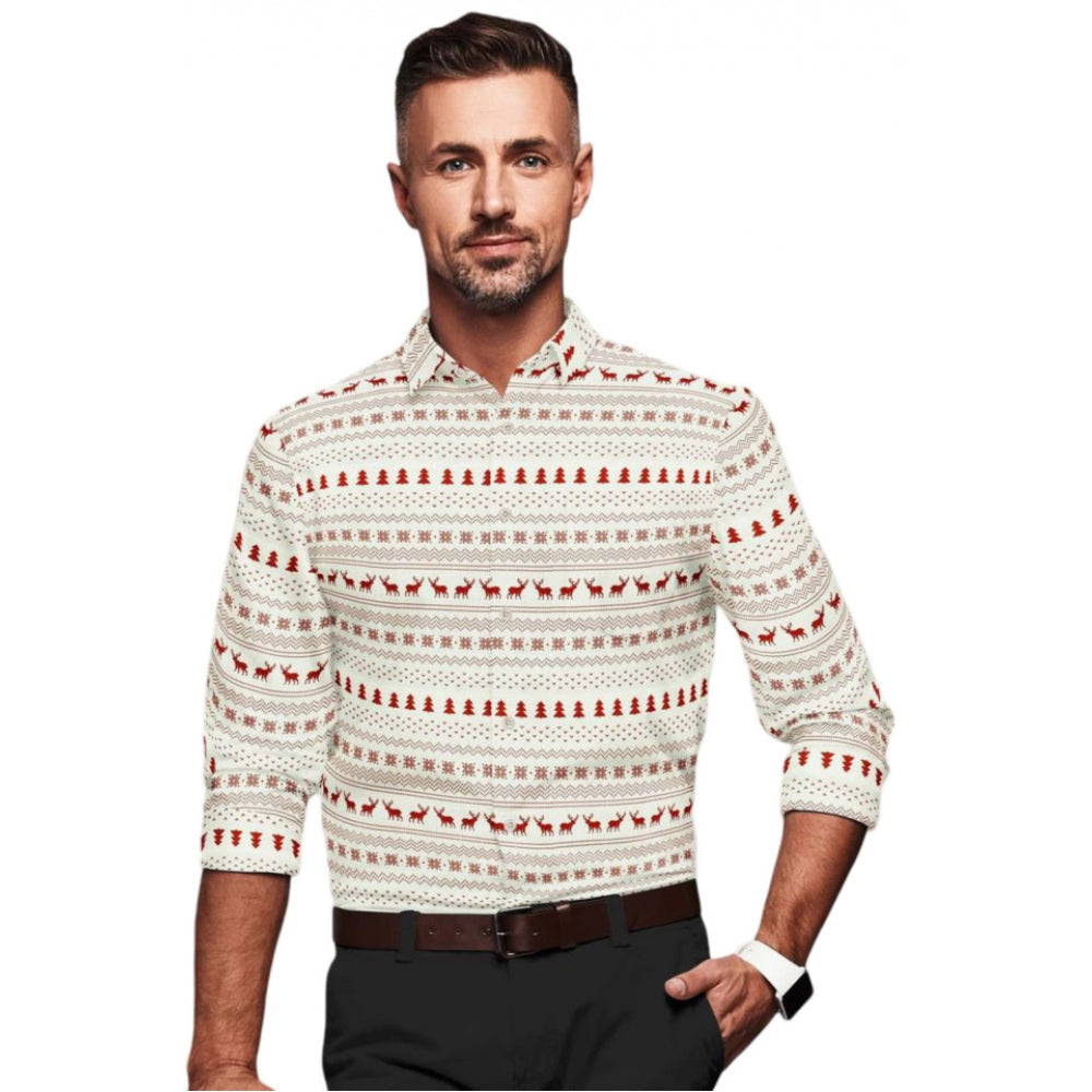 Men’s Festive Reindeer & Fir Print Shirt