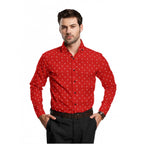 Vibrant Red Dotted Casual Shirt