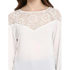 White Lace-Design Georgette Top