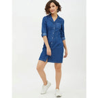 Indigo Denim Shirt Dress