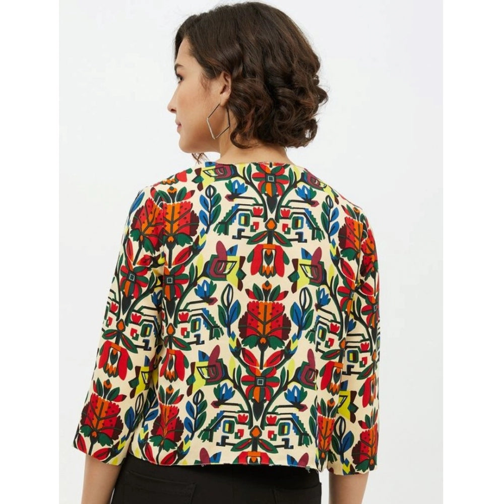 Folk Fusion Printed Crop Jacket
