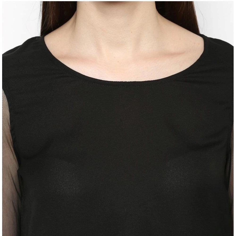 Black Ruffle Sleeve Top