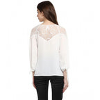 White Lace-Design Georgette Top