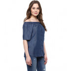 Blue Denim Short Sleeve Top