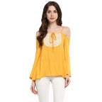 Mustard Yellow Cold Shoulder Top