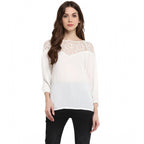 White Lace-Design Georgette Top