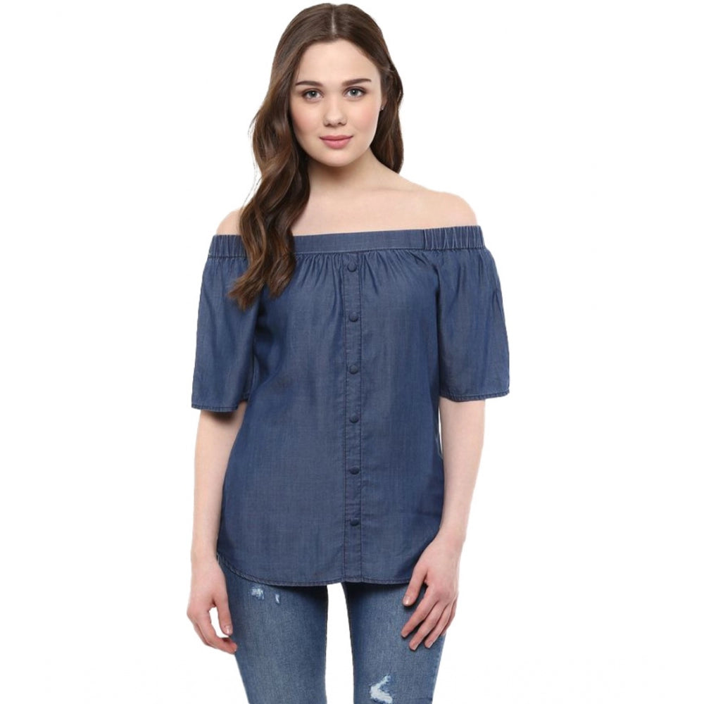 Blue Denim Short Sleeve Top