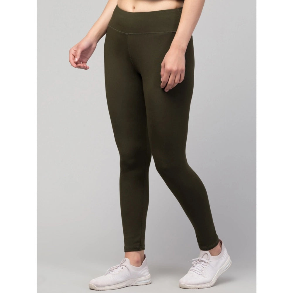 Olive Ankle Length High-Rise Tights