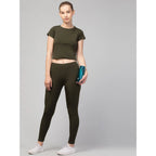 Olive Ankle Length High-Rise Tights