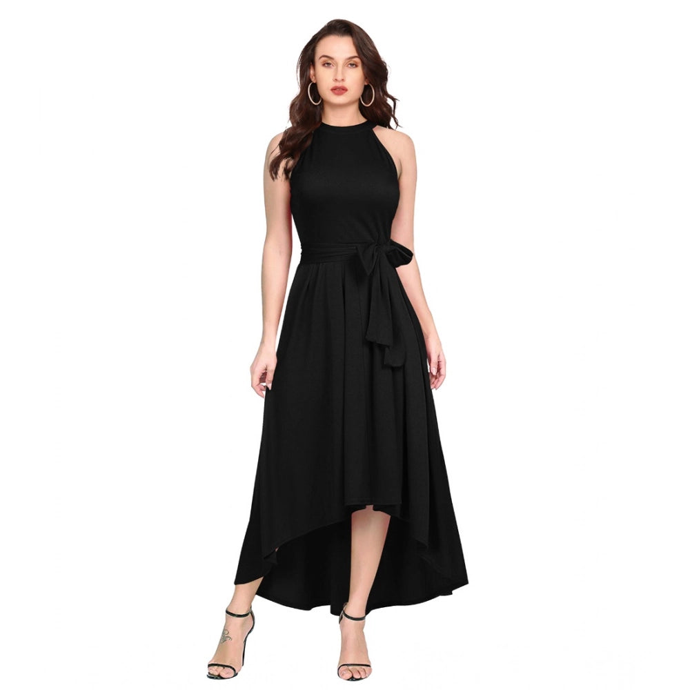 Black Sleeveless Halter Party Dress
