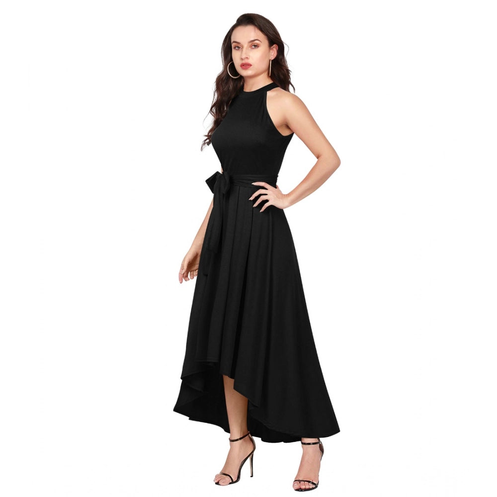 Black Sleeveless Halter Party Dress