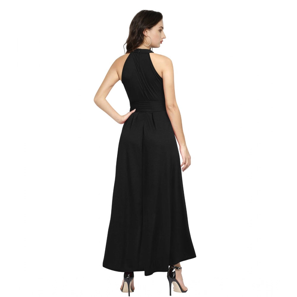Black Sleeveless Halter Party Dress