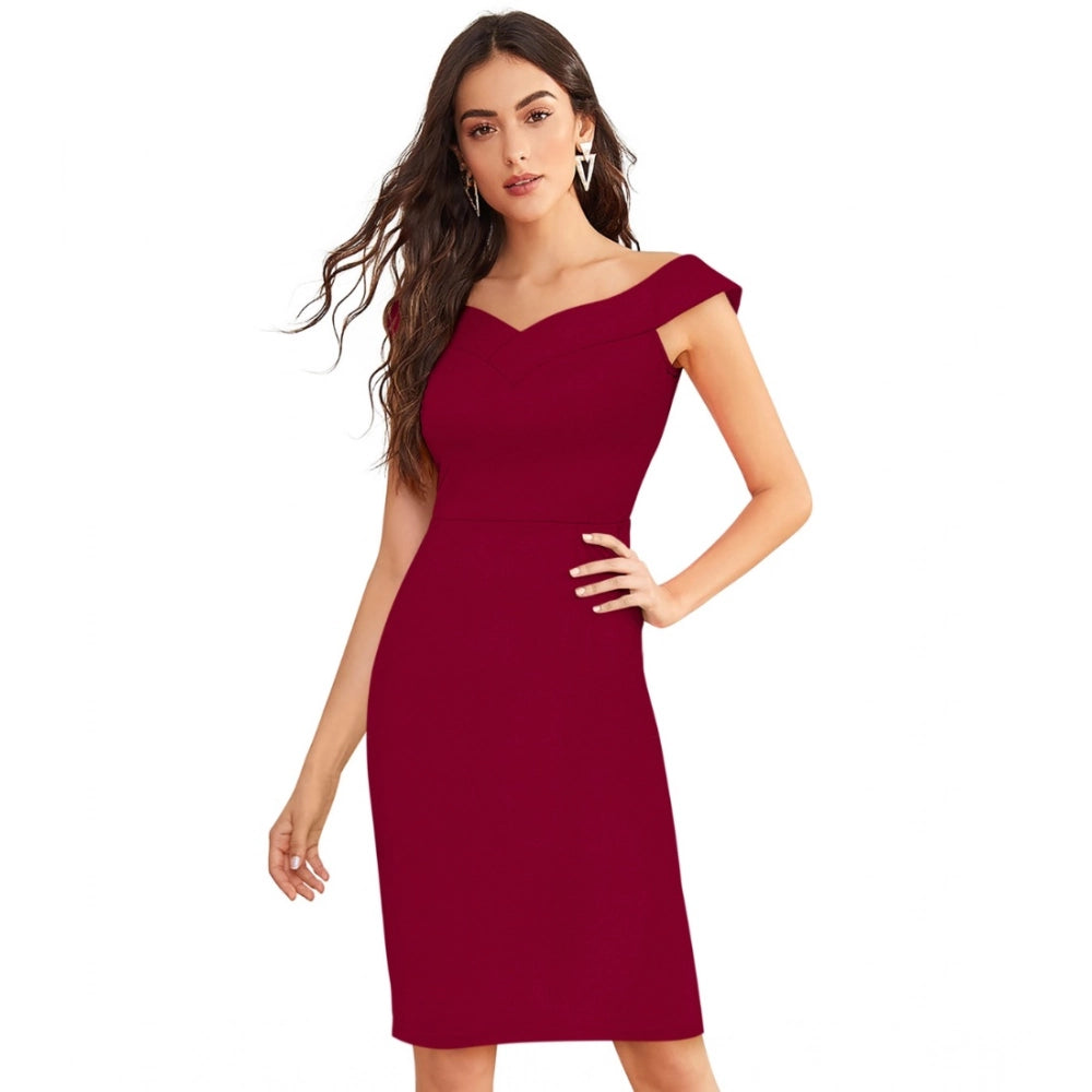 Maroon Off Shoulder Dress