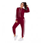 Maroon Contrast Stripe Tracksuit Set