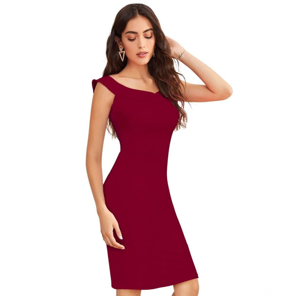 Maroon Off Shoulder Dress