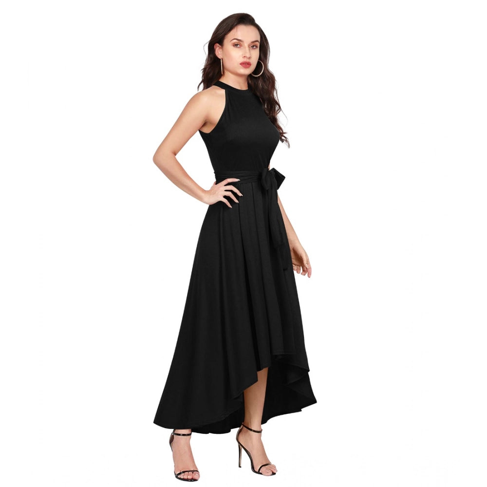 Black Sleeveless Halter Party Dress
