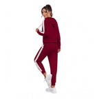 Maroon Contrast Stripe Tracksuit Set