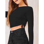 Black Ruched Crop Top