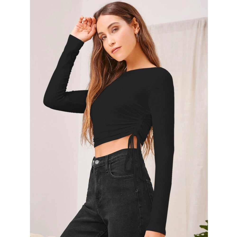 Black Ruched Crop Top